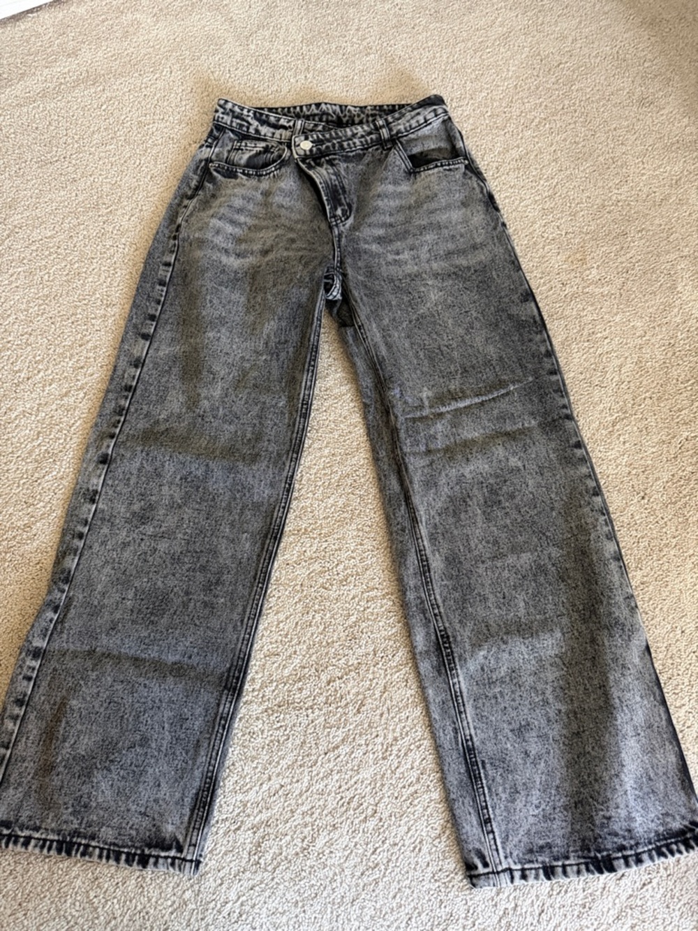 SHEIN Washed Black Wide Leg Jeans